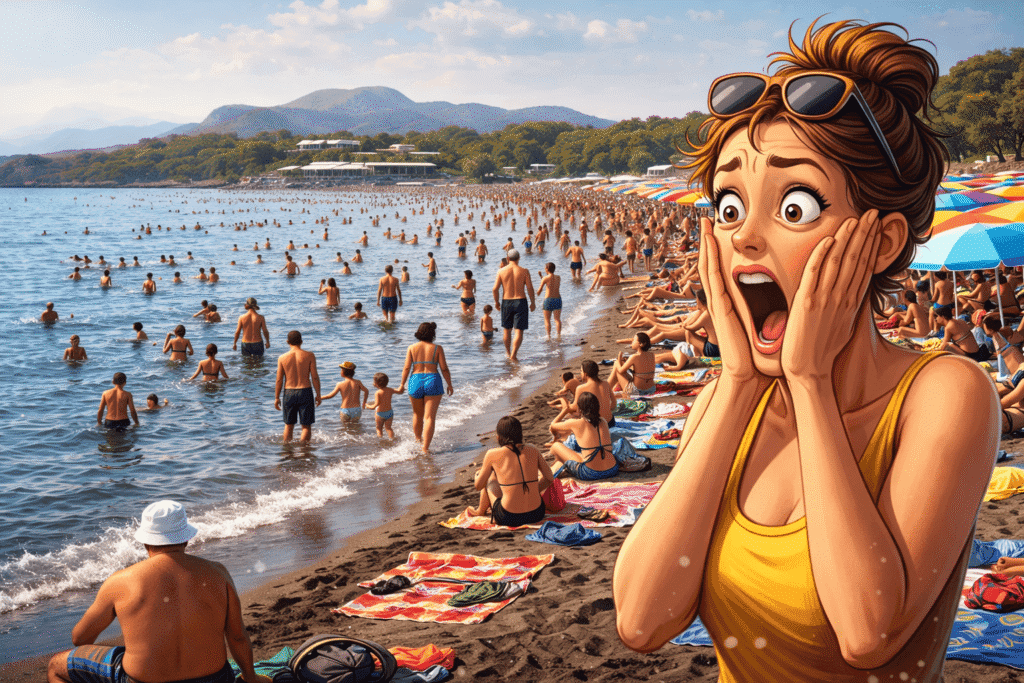 spiaggia di vulcano sabbie nere affollata di turisti